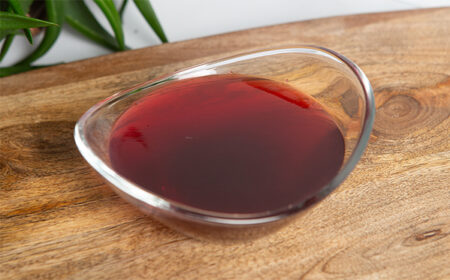 blackcurrant jelly mix in a glass bowl